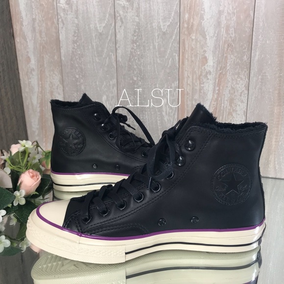 Convy70 HI Leather Black Icon Violet W AUTHENTIC - Picture 2 of 8